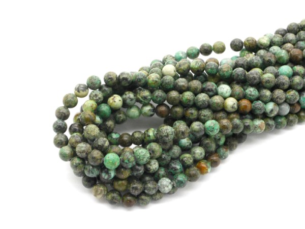 1 Strang echter Türkis, Kugel, ~6 mm, türkis/braun