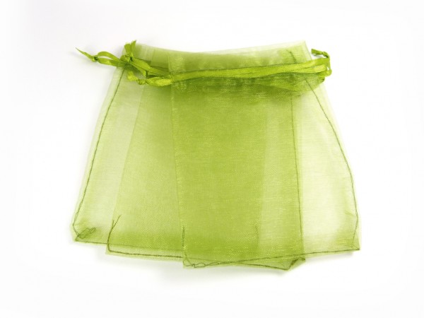10 Schmuckbeutel Organza, olive, klein