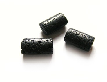 1 Strang Lava, Rechteck, 17 mm, schwarz