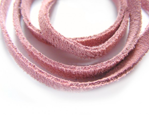 Velourleder, 4 mm, flach, pastellrosa