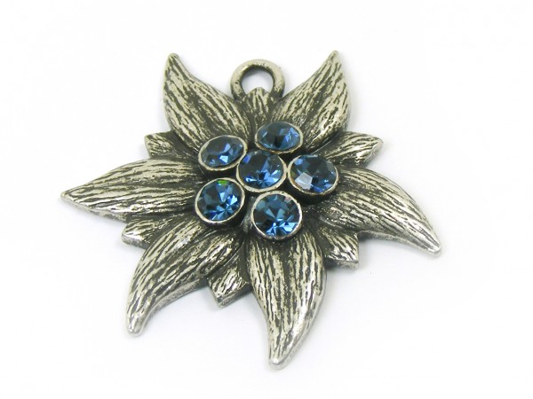 Edelweiß mit Swarovski®, 35 mm, dunkelblau