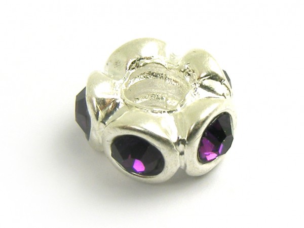 Strass Rondell, 15 mm, silber/lila