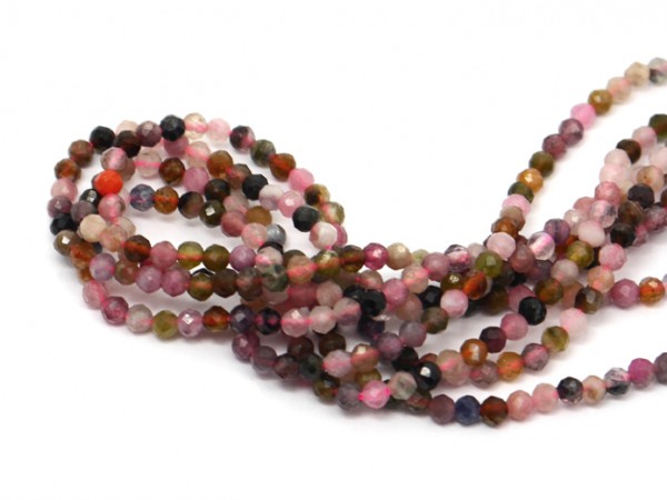 1 Strang Turmalin, facettiert, 2 mm, bunt