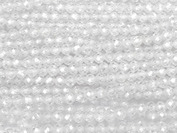 1 Strang facettierte Zirkonia, 3 mm, rund, crystal