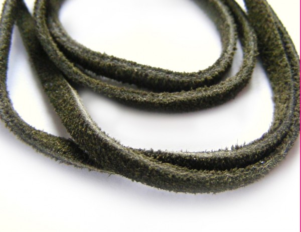 Velourleder, 4 mm, flach, moosgrün