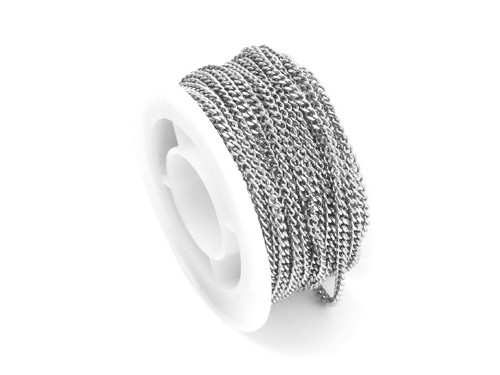 Gliederkette 2x3 mm, 10 cm, Edelstahl-silber