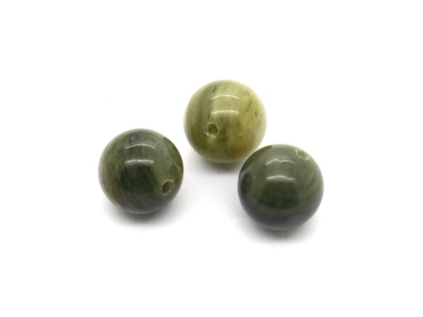 Myanmar Jade, Kugel, 10 mm, grau/grün