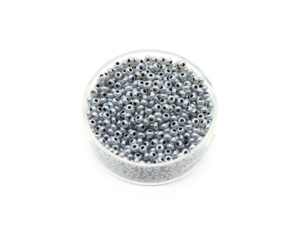 1 Dose Glas-Roccailles 17g, 2,5 mm, silbergrau