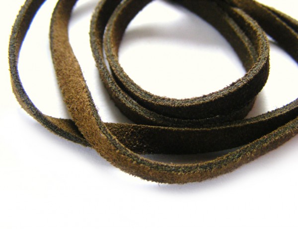 Velourleder, 4 mm, flach, schlammbraun