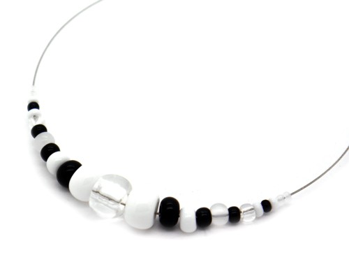 Perlen-Set, Glas, schwarz/weiß