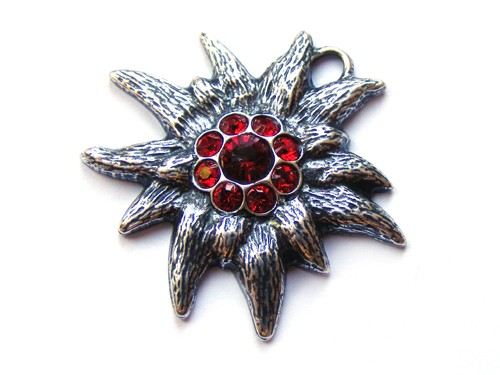 Edelweiß mit Swarovski®, 33 mm, rot