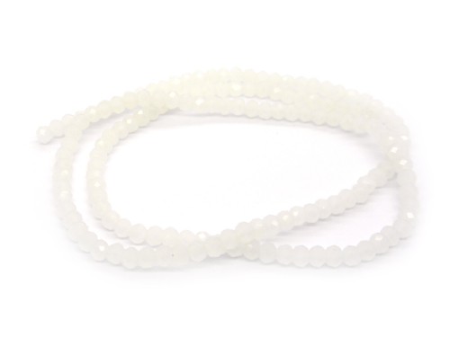 1 Strang Glasschliffperlen, 4 mm, weiß-milchig