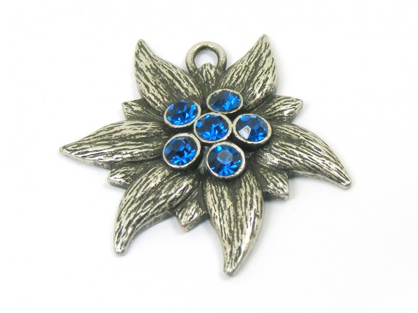 Edelweiß mit Swarovski®, 35 mm, blau