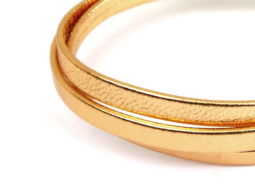 Lederband, 10 cm, 5 mm, gold/rose metallic