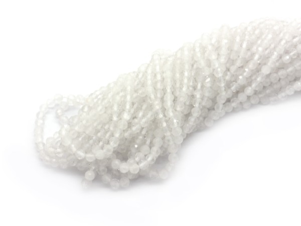 1 Strang Bergkristall, 3,3 mm, facettiert