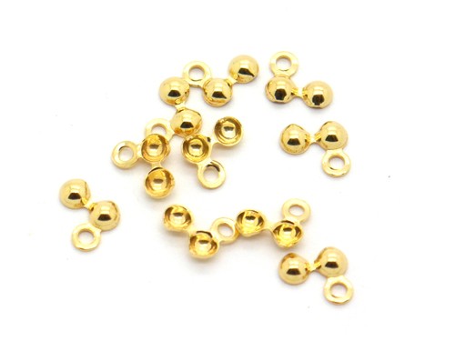 10 Klappkapsel mit Öse, 3 mm, 925 Silber, 18 K vergoldet