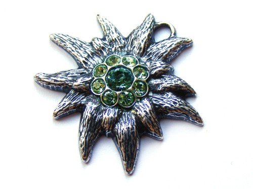 Edelweiß mit Swarovski®, 33 mm, grün