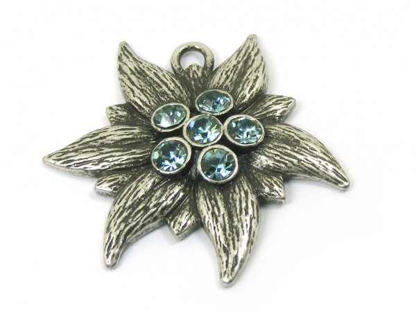 Edelweiß mit Swarovski®, 35 mm, hellblau