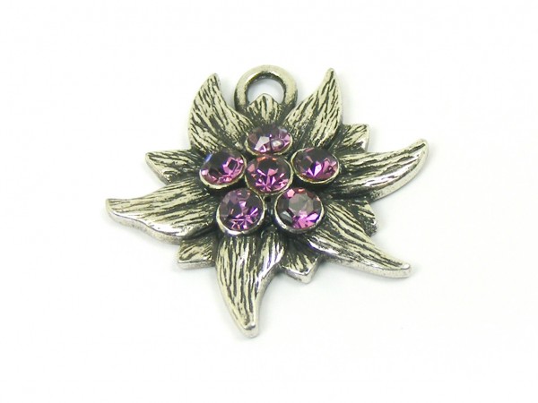 Edelweiß mit Swarovski®, 24 mm, fuchsia