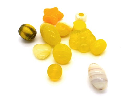 Perlen-Set, Glas, gelb
