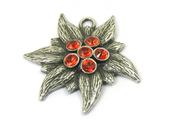 Edelweiß mit Swarovski®, 35 mm, rot