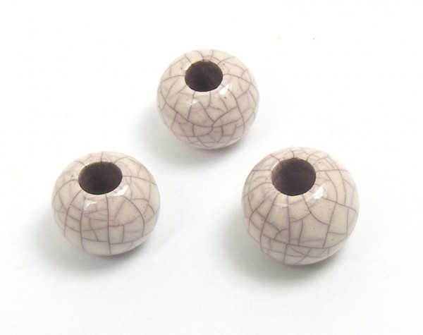 Keramik Kugel, 9 mm, puder, Raku-Effekt