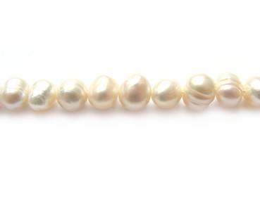 1 Strang Süßwasserperlen, 6-8 mm, natur