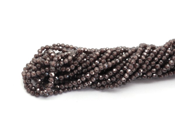 1 Strang facettierte Zirkonia, 3 mm, rund, Taupe