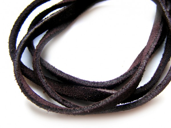 Velourleder, 4 mm, flach, aubergine