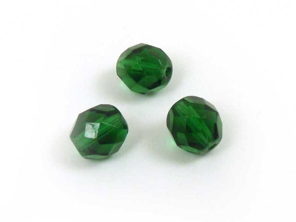 15 Stk. Kugeln, 8 mm, tannengrün, facettiert