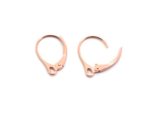 Ohrhaken mit Mechanik, 925 Silber, rosé vergoldet, 1 Paar