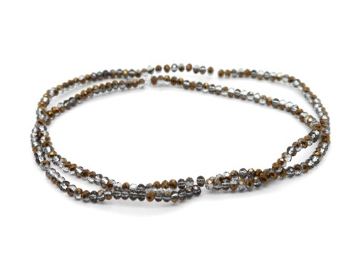 1 Strang Glasschliffperlen, 3 mm, bronze-grau