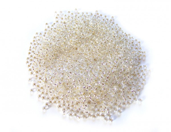 Roccailles, 2 mm, transparent mit Silbereinzug