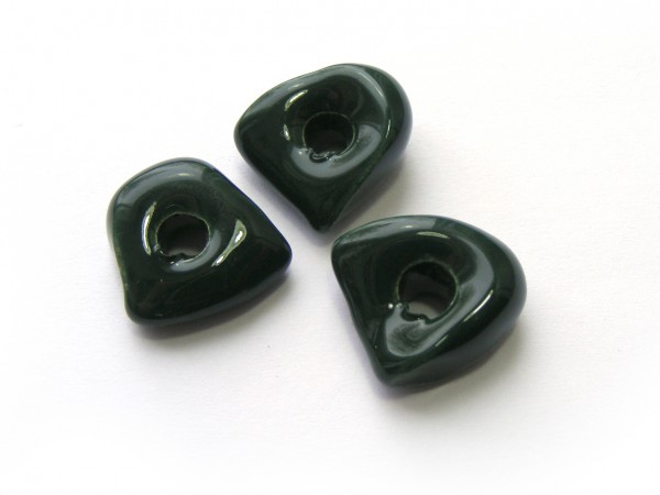 Keramik Nugget, 19 mm, dunkelgrün