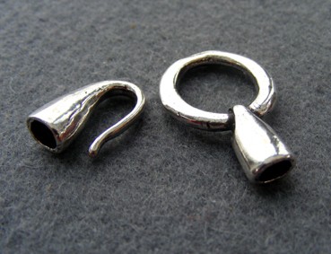 Hakenverschluss, 2-tlg., versilbert, geschwärzt