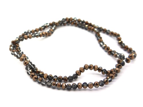 1 Strang Glasschliffperlen, 4 mm, grau-bronze