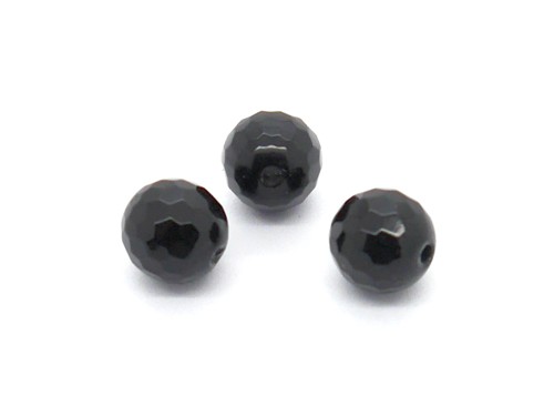 1 Strang Onyx Kugel, 8 mm, facettiert, schwarz, glanz