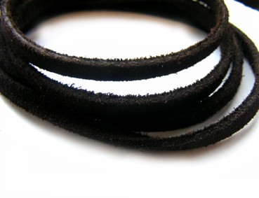 Velourleder, 4 mm, flach, dunkelbraun