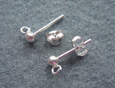 Ohrstecker, 3 mm Kugel, 925 Silber, 1 Paar