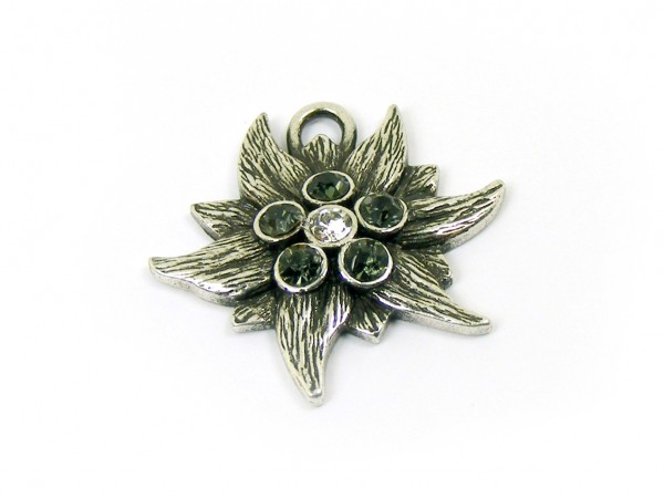 Edelweiß mit Swarovski®, 24 mm, anthrazit