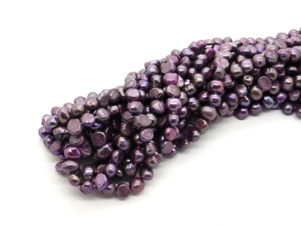 1 Strang Süßwasserperlen, 6x4 mm, violett