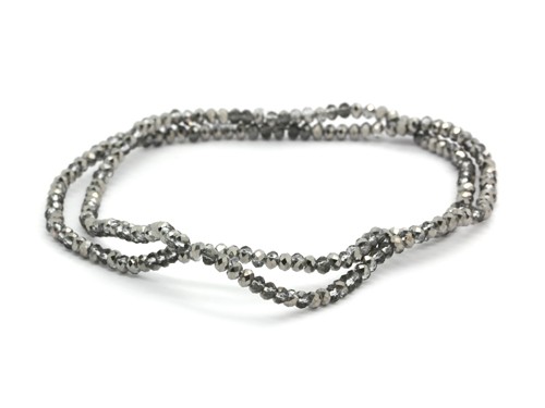 1 Strang Glasschliffperlen, 2 mm, anthrazit