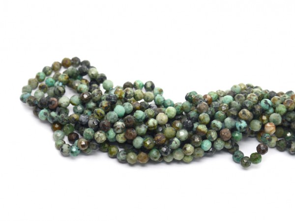 1 Strang Türkis facettiert, 2,4 mm, türkis/braun