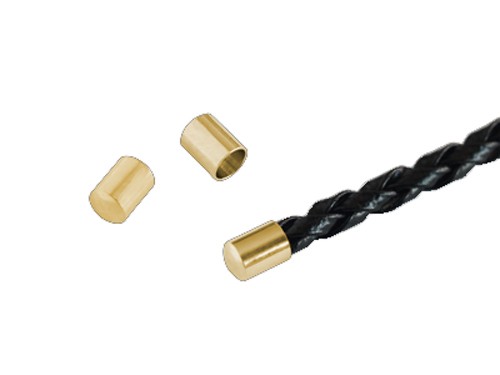 20 Abschlusshülsen für Lederb., 2x4 mm, goldfarben
