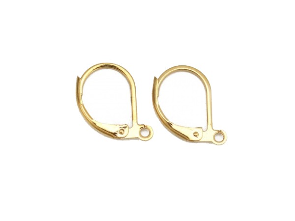 Ohrhaken mit Mechanik, Edelstahl, vergoldet, 1 Paar