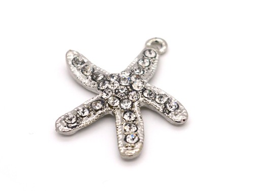 Seestern mit Strass, 28 mm, silberfarben