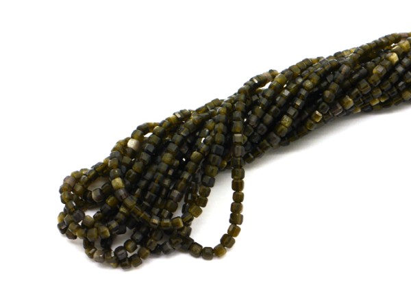 1 Strang Goldobsidian, Würfel, 2 mm, braun