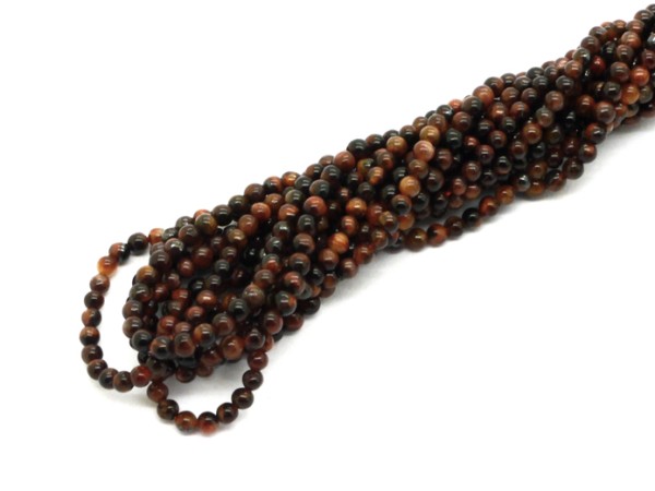 1 Strang Tigerauge, Kugel, 2,2 mm, rot