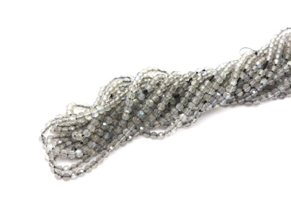 1 Strang Labradorit, 3 mm, grau-irisierend