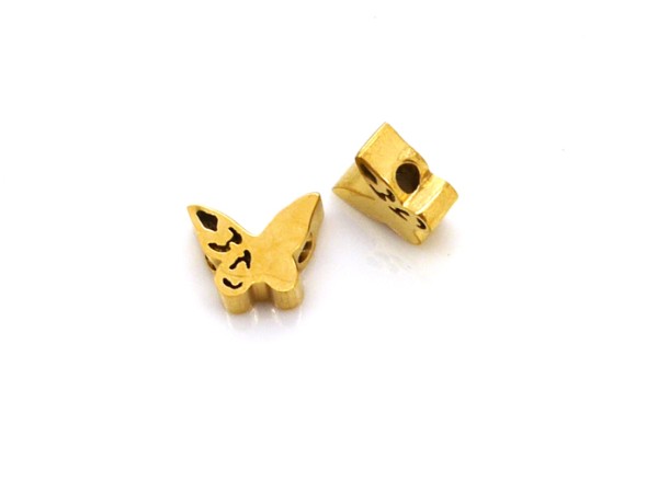 Schiebeperle Schmetterling, 8x10 mm, Edelstahl gold